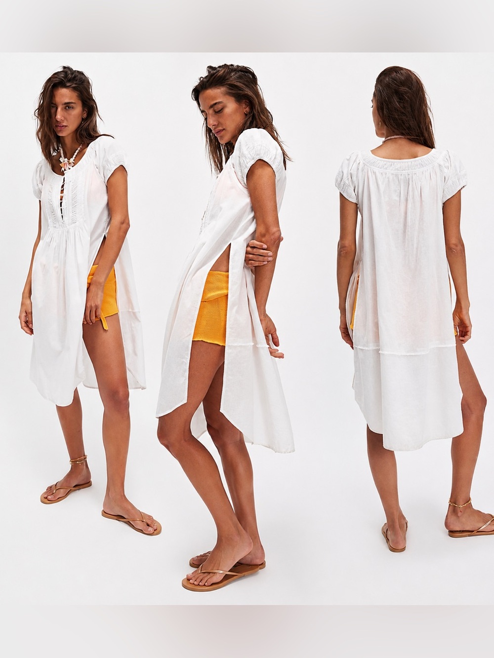 Free People We The Free Fayre Midi Top Dress Swim Cover Versatile White XS NWOT